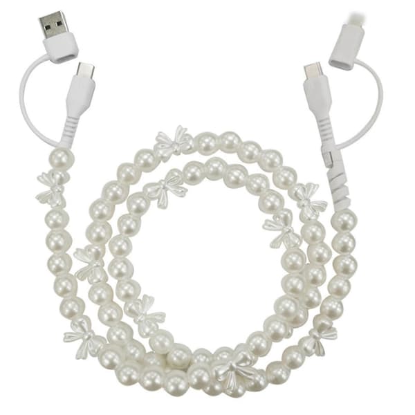 Fargerike perle-USB C hurtigladerkabler i ABS gir farge til laderutinen, perledatakabel type+2