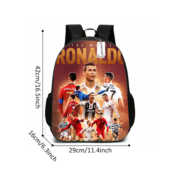 Lasten Jalkapallon MM-kisat CR7 Ronaldo Reppu Pojat Tytöt Matkalaukku Opiskelijoiden Koululaukku 29*16*42cm C