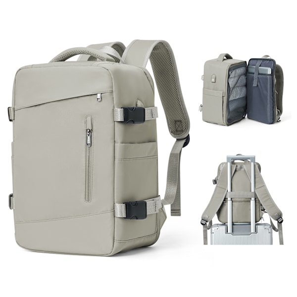 Reseryggsäck för kvinnor och män, 20-35 liters kapacitet, nylonmaterial, fashionabel stil, handbagage-ryggsäck för flygplan, kompatibel Brown