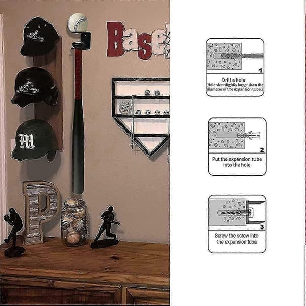Akryl Vægmonteret Bat Rack - Anti-Rust Displayholder til Baseballbats