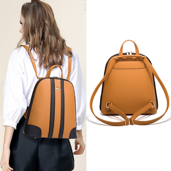 Brun PU Läder Ryggsäck Dam Lyx Axelväska Korthållare Set Crossbody Väska Gåva Brown