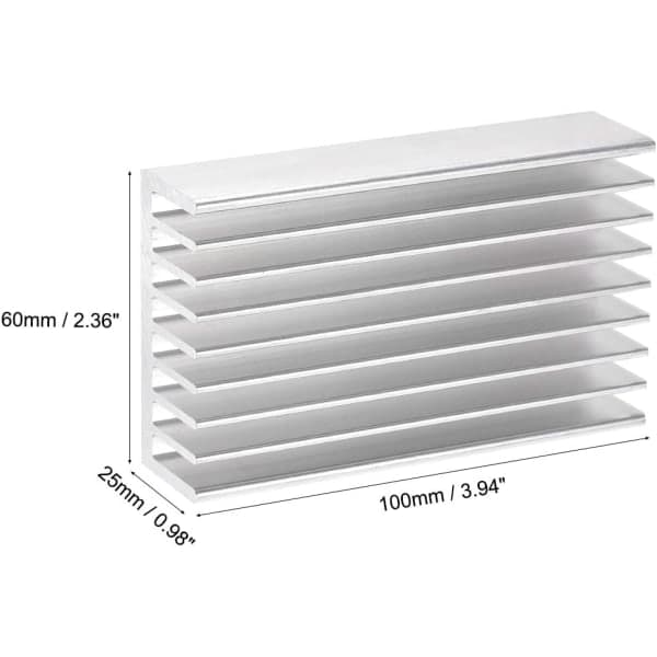 Elektronikkøler køleplade til MOS GPU IC chip sølv 100 x 60 x 25 mm