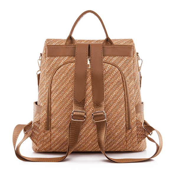 Fashionabel tyverisikret rygsæk til kvinder Rejse skuldertaske Casual iPad rygsæk Vintage skoletaske til piger Khaki