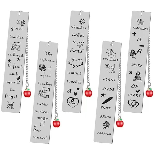 5-Pack Inspirational Christian Stainless Steel Metal Bookmarks