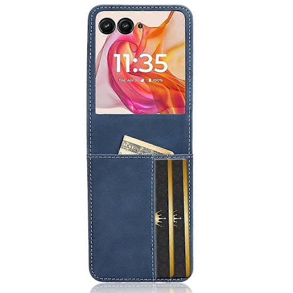 Nahkainen puhelinkotelo Motorola Razr 50 Ultralle Blue