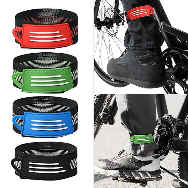 4 st Cykel Ankel Ben Byxor Byxband Clip Rem Cykling Ankel Fästbälte Green