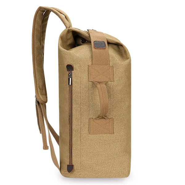 45L Canvas Reseryggsäck, Vandringsryggsäck, Casual Utomhusryggsäck, Bokväska, Skolryggsäck, Fiskeryggsäckar Khaki
