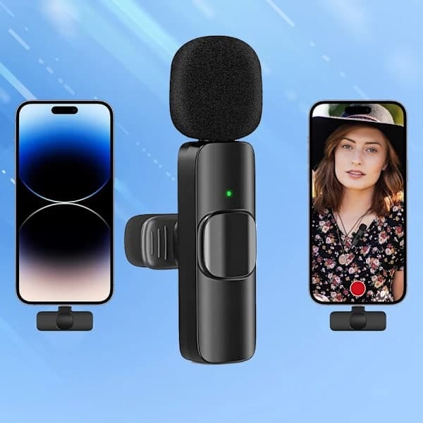 2-pak - Lavalier mikrofon til mobil - Trådløs - USB-C Sort