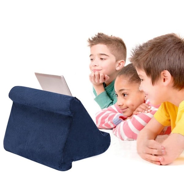 Blød Tablet Støttepude, Multi-Vinkel Ipad Holder med Netlomme Navy