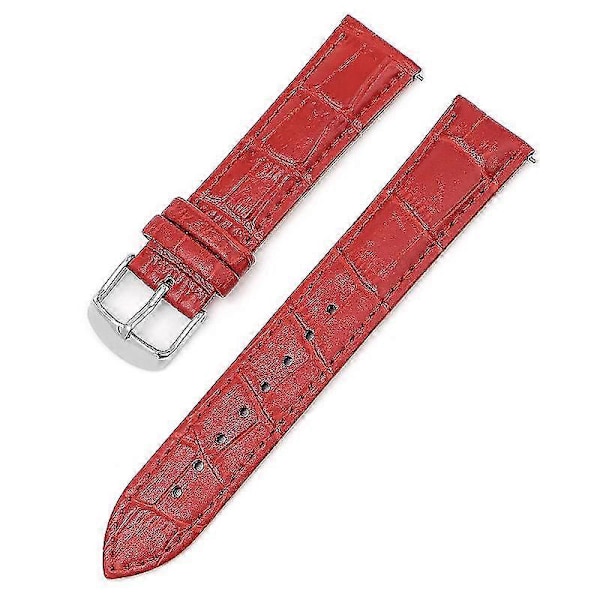 12/13/14/15/16/17MM Ekte Lærreim Bambusmønstret Lær Klokkereim Red 12MM