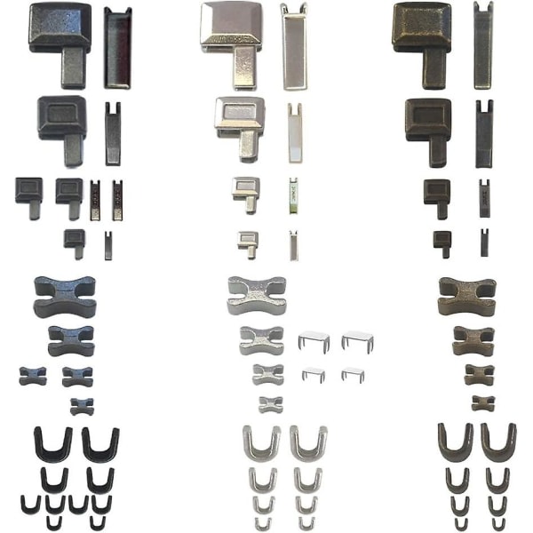 Vetoketjun korjaussarja metallikiinnikkeen tapit Vetoketjun ylä-/alarajoittimet (3 väriä) 13 sarjaa vetoketjun kiinnitystulppia vaihtovetoketjuille