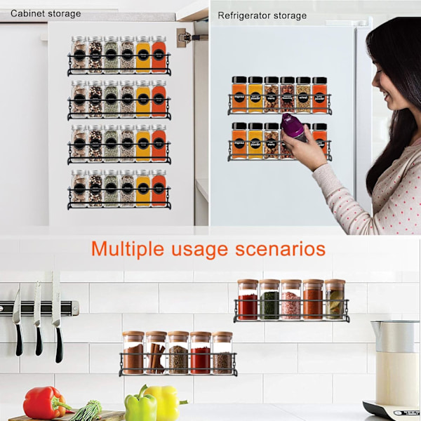 1 stk Krydderihylde Organizer 5-lags Væghængt Krydderiholder Med Klæbesticker og Skruer Black