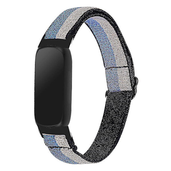 Elastiskt flätat nylonarmband för Fitbit Inspire 3, Solo Loop-ersättningsarmband med svart kontakt - Mörkgrön Glitter Blue Glitter Silver
