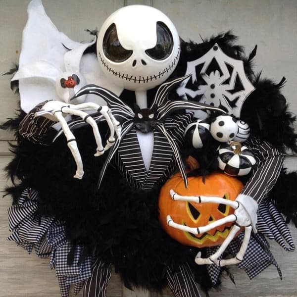 Halloween Dørkrans Mareridt Julefest Dekoration Sort