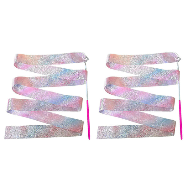 2 kpl Voimistelunauhoja sauvalla Vahva Kimalteleva Pehmeä Sileä Pitkä Nauha Harjoittelu 2/4m Taiteellinen Tanssi Pyörityskeppi Streamers Lasten Lelu Pink 4m