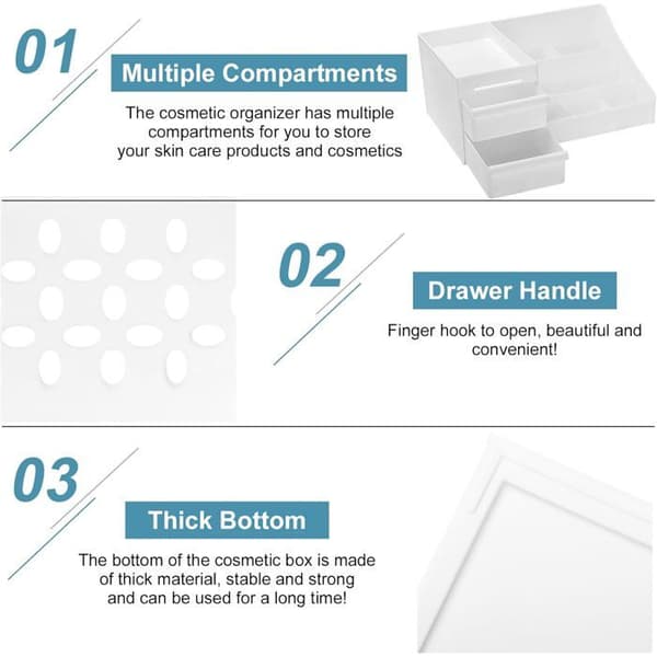 Makeup Organizer Opbevaring, Multifunktionel Makeup Organizer, Makeup Organizer med Skuffer