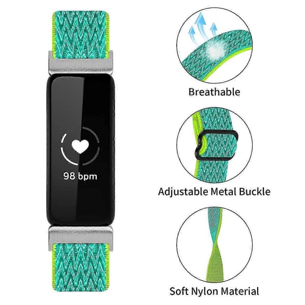 Til Fitbit Inspire 3 Wave Shape Vævet Nylon Smartwatch Rem Erstatningsarmbånd Multicolor Style D