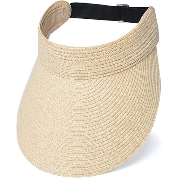 Sommarvisirhatt - Bred Brätte - för Kvinnor UPF 50+ UV400 Skydd Strandvisirkeps Solhatt för Beige
