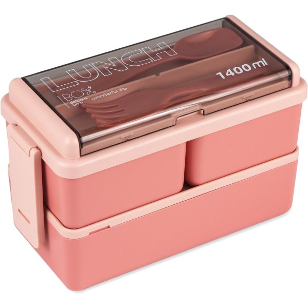 Aikuisten Lounasrasia, 49OZ Bento-laatikko Pinottava, Vuotamaton Aikuisten Bento-laatikko Irrotettavilla Osastoilla, Bento-laatikko Lounasrasia Pink