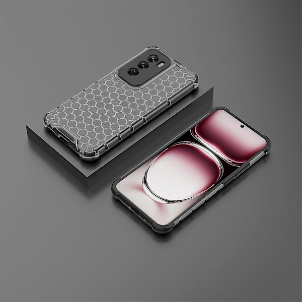 Mobildeksel for Oppo Reno12 5G - PC+TPU, Honningkake-design, støtdempende Black