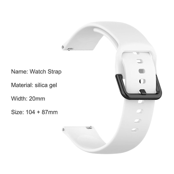 20mm Mjukt Silikon Armbandsur Armband Ersättning Kompatibel Samsung Galaxy Watch Active 2 40/44mm Midnight Blue