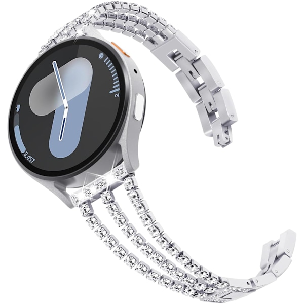 Kompatibel med Galaxy Watch rem 20mm kvinder Bling Metal Armbånd til Galaxy Watch 7/6/5/4 rem Silver