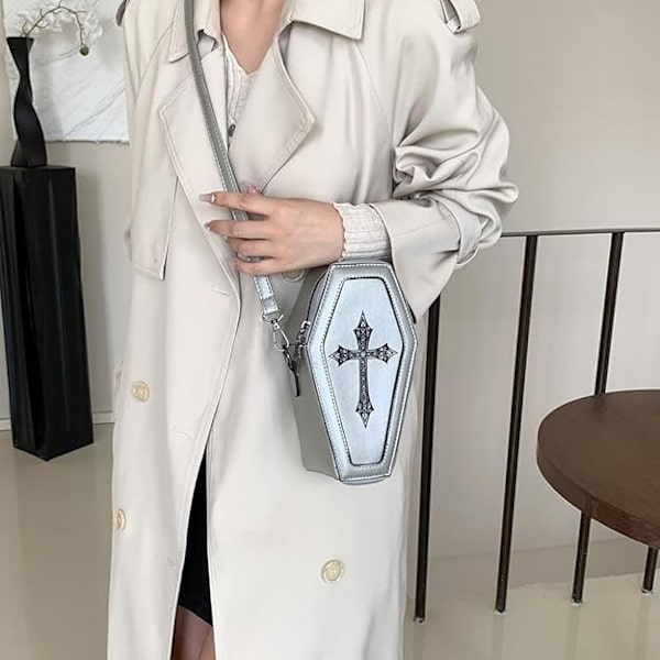 Gotisk Kistväska, Dam Axelväska, Halloween Handväska för Kvinnor, Liten Spökplånbok, Originell Crossbody-väska, Goth Estilo D