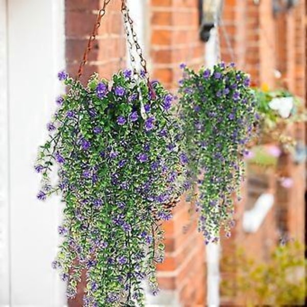 Kunstige Kunstige Hængeblomster Kunstige Blomsterranker Chlorophytum Plastik Kunstige Blomster Udendørs Blomster FLYE241213 Blå