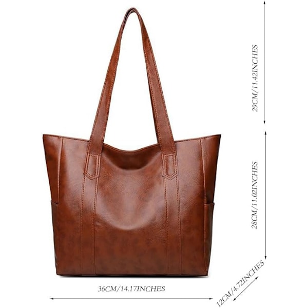 Dametasker, Damehåndtaske, Dame Crossbody Tasker, PU Læder, Dame Skuldertaske 01-marrón
