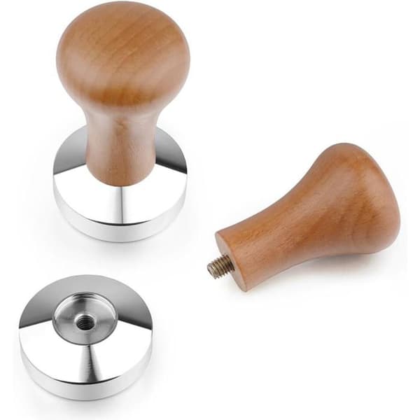 Espressostamper - Rustfrit stål og massivt træ - 51 mm - Specifik stamper til espressomaskiner, designet til baristaer.