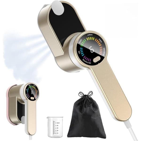 Mini reiseplaggdamper med LED-lys - 6 smarte moduser - 9-sekunders ekspressoppvarming - 1200W plaggdamper - Gull