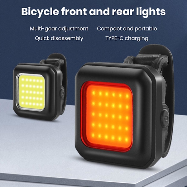 Polkupyörän valo LED Etu- ja takavalo Type-C Lataus MTB Maantiepyörä Kirkas Lamppu 3 Valotilaa Säädettävä Pyöräilyvalo Red Tangerine