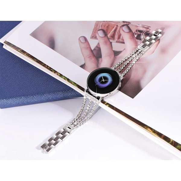 Kompatibel med Galaxy Watch rem 20mm kvinder Bling Metal Armbånd til Galaxy Watch 7/6/5/4 rem Silver
