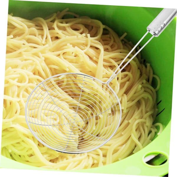 Edderkoppsil i rustfritt stål - Fin sil - Multifunksjonell - Pasta/Ravioli/Fritering - Robust