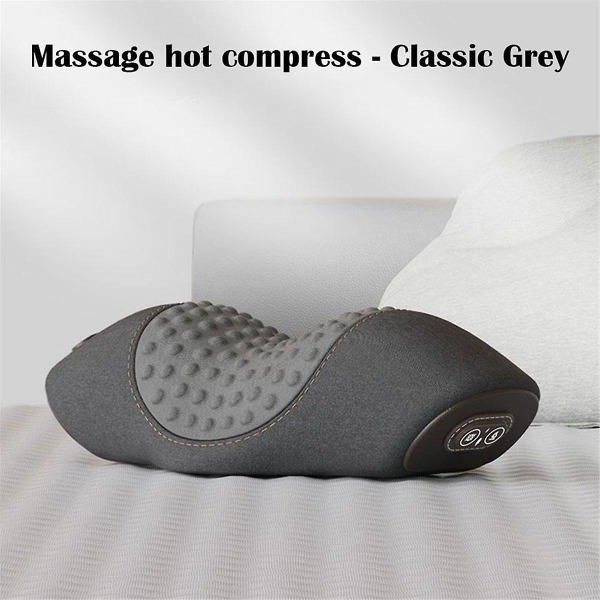 Elektrisk massageapparat Cervikalkudde Varmkompress Vibration Massage Nacke Dragkraft Slappna av Sova Memory Foam Support(b)