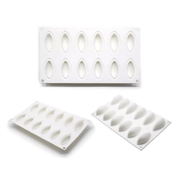 Quenelle 12 stk silikoneform | Mousseform Hvid