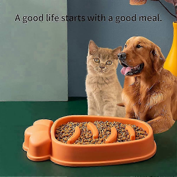 Anti-Glutton Slow Feeder Hunde- og Katteskåle til Vådfoder - Velegnet til Hvalpe, Orange Farve