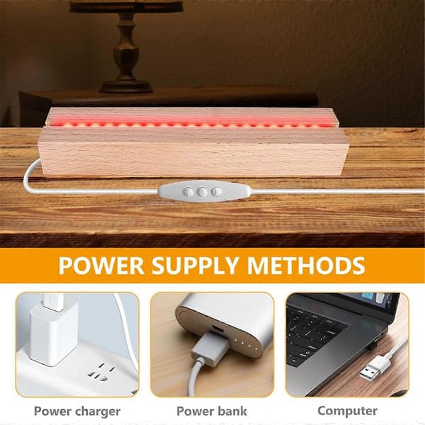 LED Træfod, LED Lysbase, USB Træbase, LED Lysfod