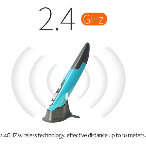 2,4 GHz trådløs mus med bærbar computer, ergonomisk justerbar DPI-skralde, med adaptere (blå)