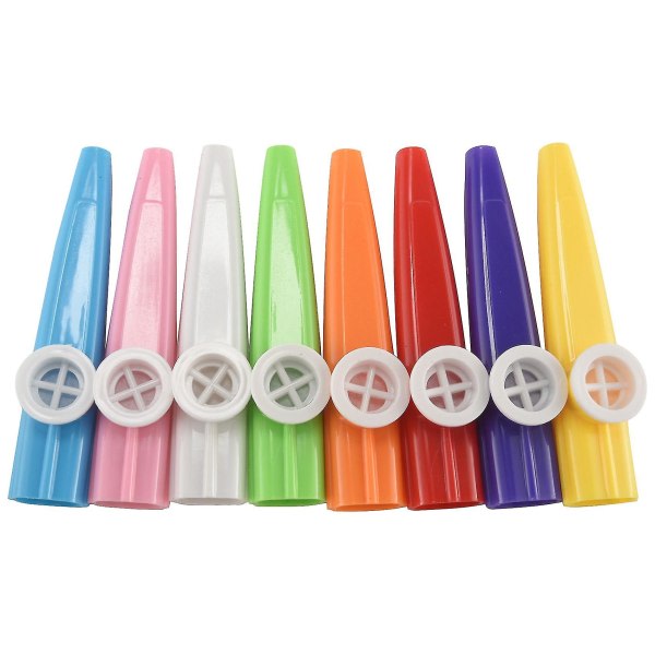 24 stykker plast Kazoos 8 fargerike Kazoo musikkinstrumenter, god følgesvenn for gitar, ukulele, V