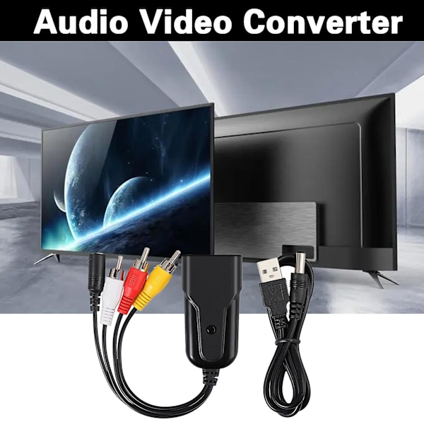 Audio Converter 1080P HD-kompatibel HDMI-kompatibel til AV/RCA 4 Output Porte Video Converter Hjemmeforsyning