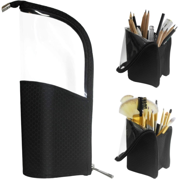 1 stk Svart Reise Makeup Koster Holder, Blyant Penn Case Organizer Bag Kosmetik Glidelås Lomme Bærbar Vanntett Støvfri Black