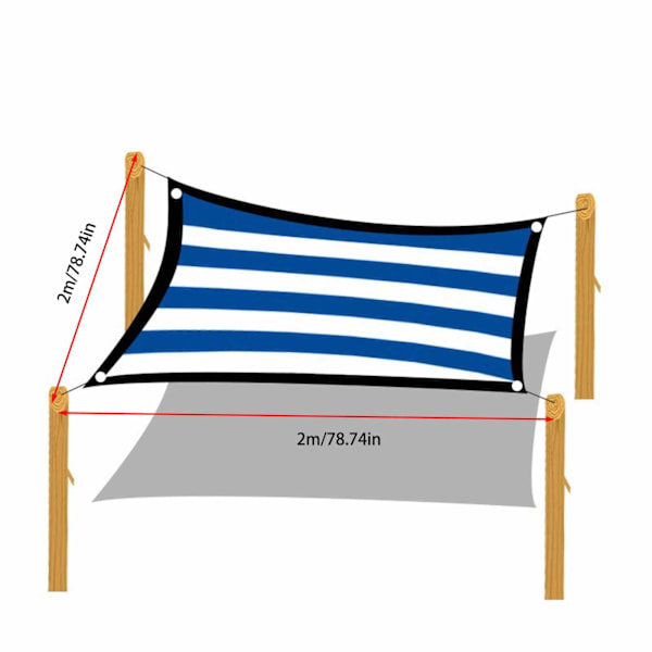 Rektangulært skyggenett, lyse utendørs markise/skyggeklut for svømmebasseng/garasje/skygge Striped blue 2mx3m