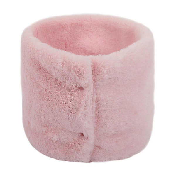 Vinter Plysset Halsvarmer i Kunstpels, Ensfarvet, Vindtæt, Knapper, Cirkelformet Halstørklæde Pink