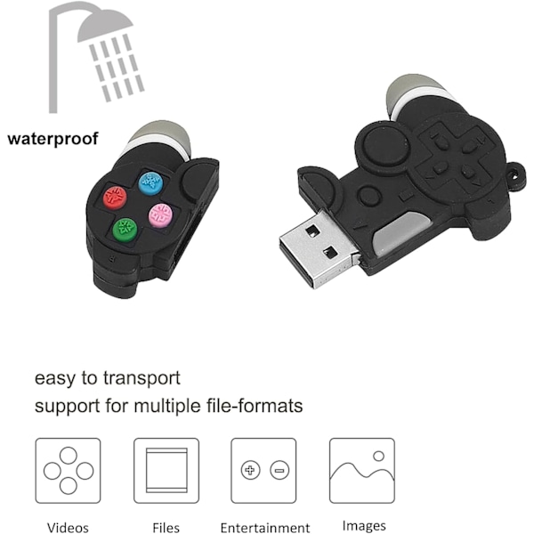 USB-minnepenn, USB 2.0 Vanntett Silikon Spillmaskin Gave til Barn, Studenter 64GB