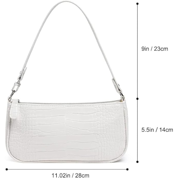 Naisten nahkainen olkalaukku, minilaukku krokotiilikuvioisella pienellä crossbody-laukulla Klassinen naisille 90-luvun minilaukut ketjulla White