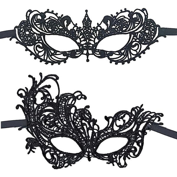 Damernas Sexiga Boll Maskerad Kostym Spetsmask Halloween Maskeradfest Halv Mask 2 stycken