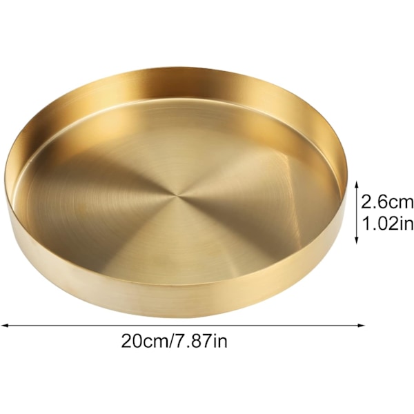 Gull Rund Brette Dekorativ Serveringsbrett Metall Organiser Plate for Sminke, Smykker, Te, Kaffe, Drikkevarer, Toalettsaker, Kjøkken Servise