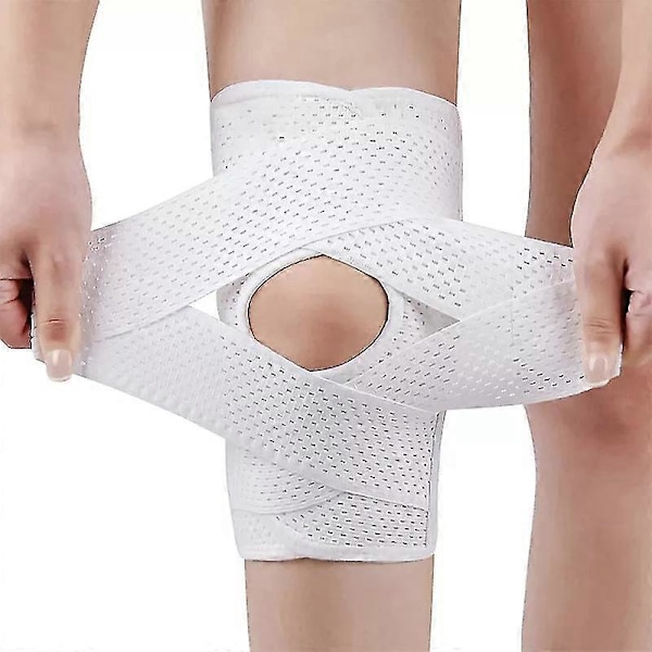 Oppgradert kompresjons knebeskyttelse med sidestabilisatorer, pustende justerbar knestøtte for knesmerter, artritt og skadebehandling White L
