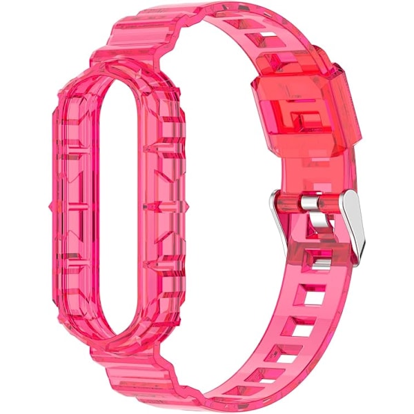 Smart klockarmband för Xiaomi Mi Band 7/6/5, transparent silikonklockarmband, ersättningsarmband handledsband för Xiaomi Pink